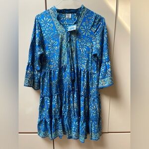 Elegant Blue Floral Women's Casual Dress